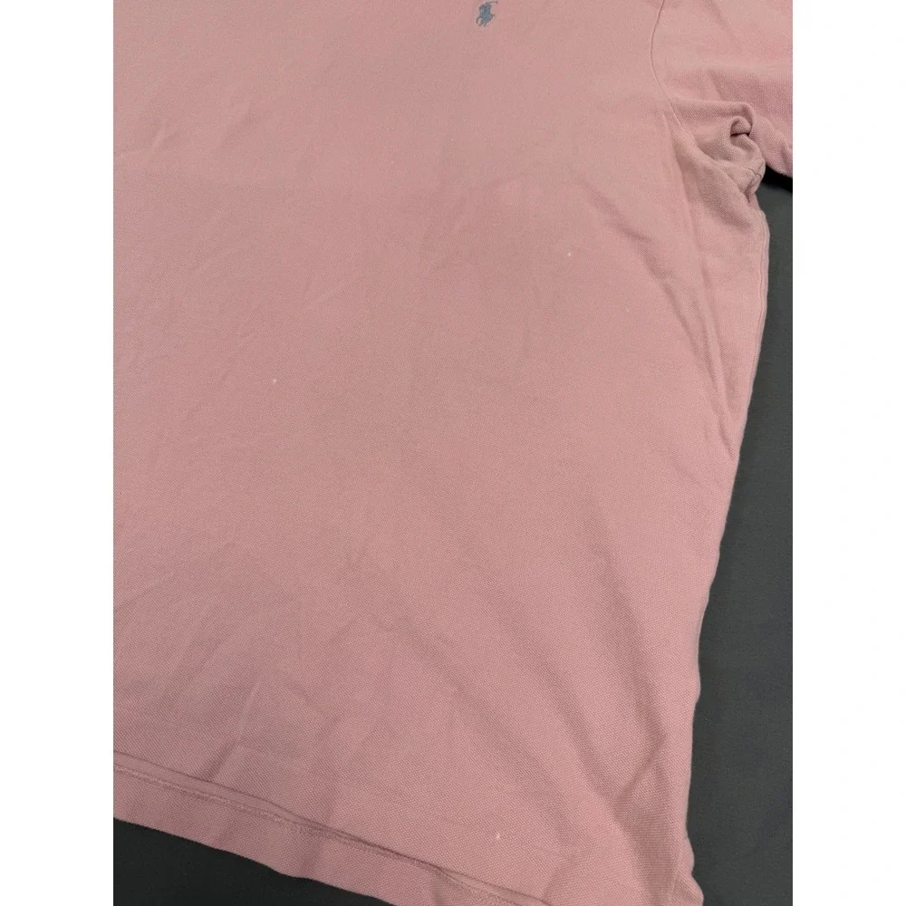 Polo Ralph Lauren Mens 3XB Pink Short Sleeve Pique Polo Shirt Gray Pony Logo
